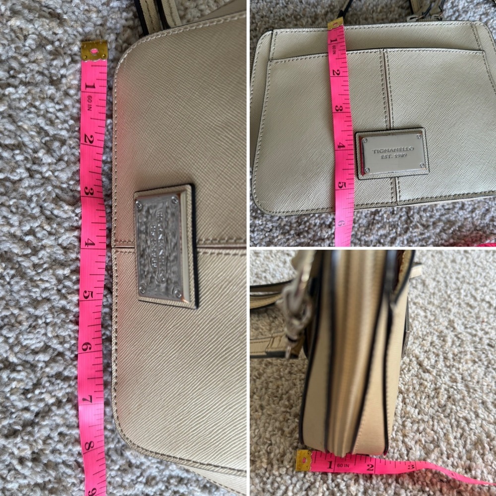 Tignanello gold Crossbody Bag Genuine Leather Wallet Organizer Small Purse - Picture 8 of 9